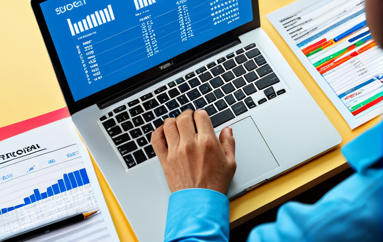 스포츠 이벤트 기획 단계별 체크리스트 - Budgeting for Success**
"A person meticulously working on a budget spreadsheet on a laptop, surroun...