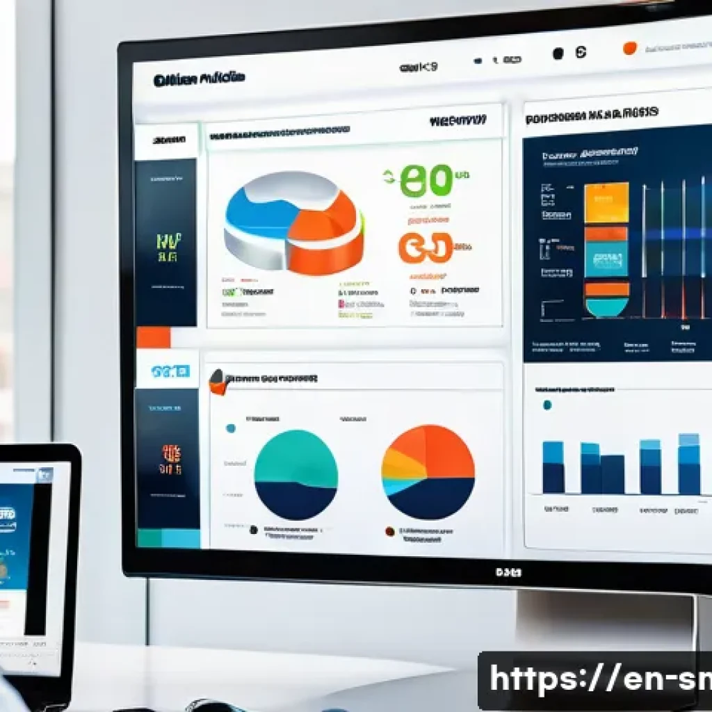 스포츠마케팅 실무에서의 데이터 시각화 활용 - A vibrant, modern interactive sports marketing dashboard displayed on a large screen in a sleek offi...