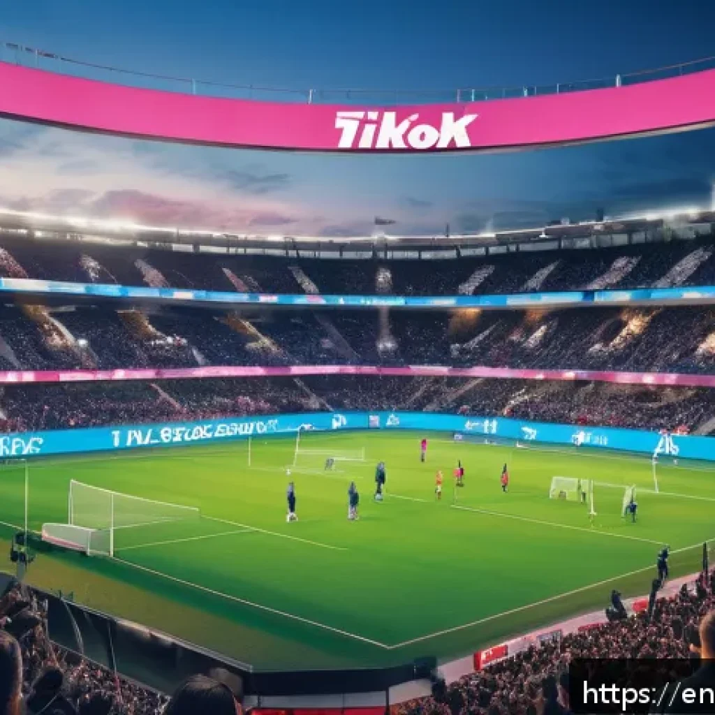 스포츠마케팅 전문가의 개인 성장 전략 - A dynamic sports marketing scene featuring a diverse group of athletes and fans gathered around digi...