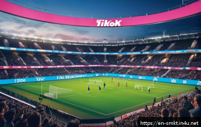 스포츠마케팅 전문가의 개인 성장 전략 - A dynamic sports marketing scene featuring a diverse group of athletes and fans gathered around digi...