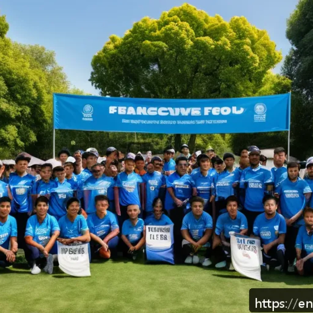 스포츠마케팅에서의 파트너십 구축 방법 - A vibrant scene of a local sports team collaborating with a community-focused brand at a neighborhoo...