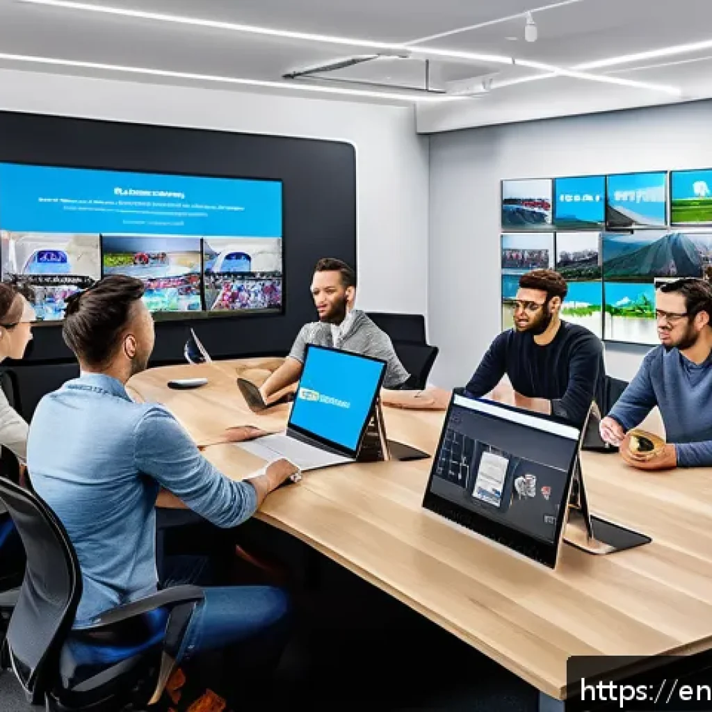 스포츠마케팅 분야에서의 경력 쌓기 전략 - A dynamic sports marketing team brainstorming session in a modern office, featuring diverse professi...